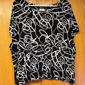 DeVita Black & White Abstract Print Short Sleeve Top